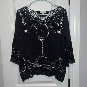 Taylor & Sage size Medium Crochet Black Too Hippie Goth 70’s Style Cute